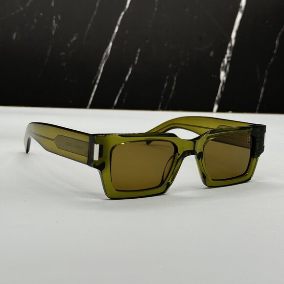 NEW SL572 005 SAINT LAURENT GREEN SQUARE SUNGLASSES SL 572 005 UNISEX SUNGLASSES - Picture 1 of 11